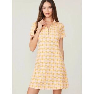 Spartina 449 Short Sleeve Serena Half Zip Pique Dress in Ollie Geo Size XL